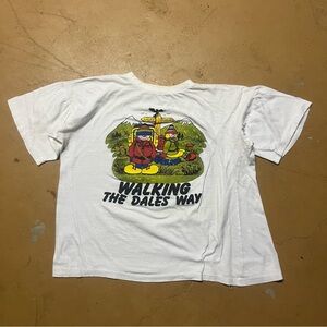Vintage Single Stitch Graphic T-Shirt Walking The Dales Way Size Medium